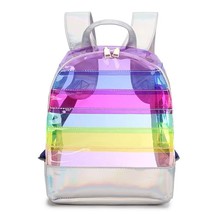 stripe laser backpack PVC transparent contrast color large-capacity children&#39;s s - £138.99 GBP