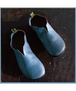 Scandinavian Norwegien Comfortable Soft Leather Slip On Blue Viking Turn... - £71.73 GBP