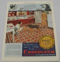 1936 Print Ad Congoleum Gold Seal Rugs 2 Ladies &amp; Dog in Kitchen Kearny,NJ - $13.62