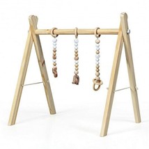 Portable 3 Wooden Newborn Baby Exercise Activity Gym Teething Toys Hanging Bar- - £53.82 GBP