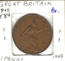 Great Britain 1 Penny, 1948, Bronze, KM84 - $1.50