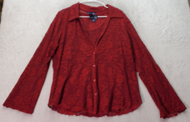 Venezia Jeans Two Piece Shirt &amp; Top Set Women&#39;s Size 14/16 Red Lace Flor... - $29.03