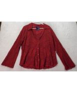 Venezia Jeans Two Piece Shirt &amp; Top Set Women&#39;s Size 14/16 Red Lace Flor... - $39.81 CAD