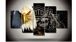 Large Framed Harley Davidson Canvas Print Rustic Wall Decor Poster Five ... - $31.00+