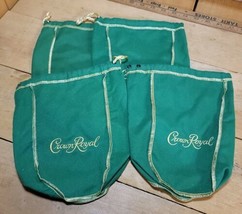 4 Crown Royal 750ml Green Drawstring Bags Yellow Stitching and Cord 9&quot; M Size  - £15.07 GBP
