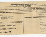 Pan American Airways Employee 1946 W-2 Withholding Statement  - £14.08 GBP