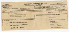 Pan American Airways Employee 1946 W-2 Withholding Statement  - $17.82