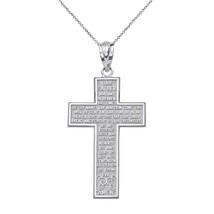925 Sterling Silver The Lord&#39;s Our Father Prayer Cross Pendant Necklace - £25.21 GBP+