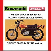 KAWASAKI 100 125 175 ENDUROS 1971-1974 Factory Service Repair Manual - $20.00