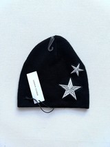 Rebecca Minkoff Silver Stars Knit Beanie Hat Black - £51.41 GBP