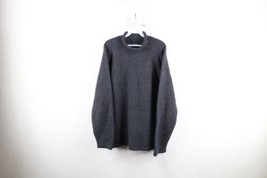 Vintage 90s Gap Mens Large Blank Marled Wool Knit Turtleneck Sweater Dark Gray - £62.39 GBP