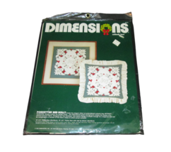 Vintage Dimensions Needlepoint Craft Kit Poinsettia Holly 8044 Pillow Frame 1984 - £7.91 GBP