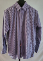 Nordstrom Traditional Fit Purple &amp; Black Striped Button down shirt Size ... - £18.68 GBP