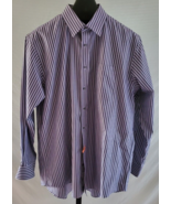 Nordstrom Traditional Fit Purple &amp; Black Striped Button down shirt Size ... - £18.70 GBP