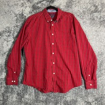 Mason James Shirt Mens Large Red Plaid Formal Outdoors Stretch Casual Work - $11.19