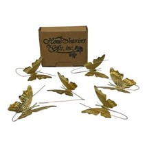 Vintage Home Interiors &amp; Gifts set of 6 Goldtone Metal Butterflies Wall ... - £20.58 GBP