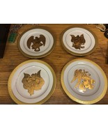 Set Of 4 Centurion Collection 9414 Pure Gold & White Plates Christmas Angels  - $1,214.33 MXN