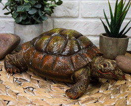 Auspicious Fortune Charm Lifelike Green Brown Turtle Tortoise Small Figurine - £18.37 GBP