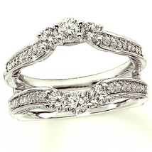 Solitaire Enhancer Wrap Band Engagement Ring 1.2ct Moissanite White Gold Plated - £112.57 GBP