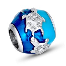 Nautical Blue Green Sea Turtle Tropical Vacation Dangle Bead - £69.24 GBP