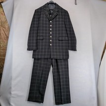 Georgio Manzoni 3pc Suit Jacket Vest Pants Men&#39;s 40R Black White Grid 33... - $75.00