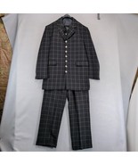 Georgio Manzoni 3pc Suit Jacket Vest Pants Men&#39;s 40R Black White Grid 33... - $105.33 CAD
