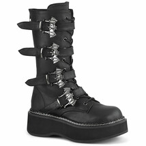 DEMONIA EMILY-322  Women&#39;s 2&quot; Platform Lace-Up Mid-Calf  W/ 4 Buckle Str... - $112.95