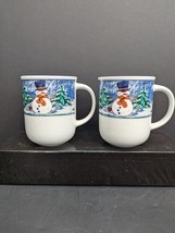 Oneida Frosty Friends Design Coffee Hot Chocolate Mugs 10 Oz Set of 2 - £9.25 GBP