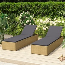  Sunlounger Brown and Dark Grey PE rattan Standard Foldable - $283.10 CAD