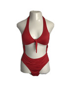 Shade &amp; Shore Cute One-Piece Monokini Tie Halter Swimsuit ~ Red ~ M  - £16.57 GBP