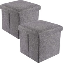 Ycoco Square Ottomans With Storage Foot Rest Stool Seat,Foldable, Pack Of 2 - £29.14 GBP