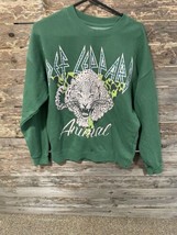 Def Leppard Animal Green Women’s Crew Neck Sweatshirt Size Small Rhinest... - £29.12 GBP