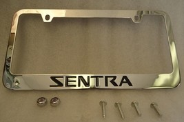 Fits For 82-10 Nissan Sentra Chrome Metal License Plate Frame w Logo Screw Caps - $22.76