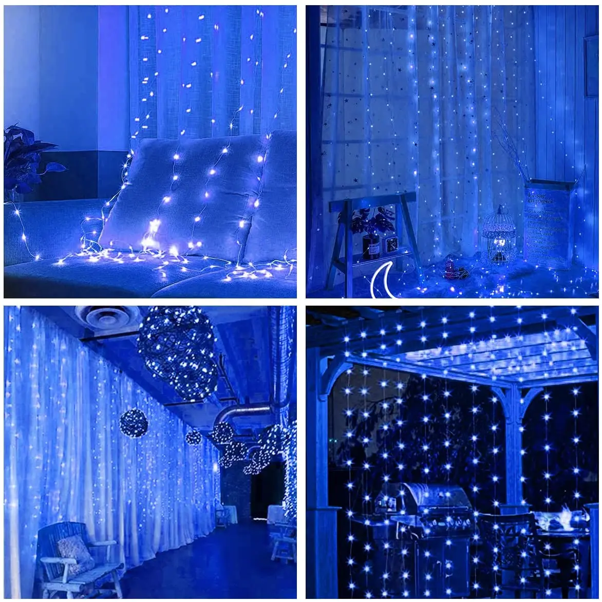 300 LED Curtain Lights String 8 Light Mode USB Icicle Fairy Lights Outdoor Twink - £83.71 GBP