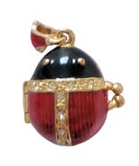Ruso Imitación Fabergé Plata Acabado Colgante W/ Rojo/Negro Dama Bicho ,... - $43.49