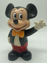 Vintage 1960's Mickey Mouse Plastic Coin Bank Disney Made In Korea 6" With Plug - $10.39