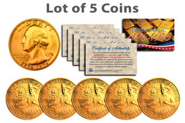 Bicentennial 1976 Quarters US Coins 24K GOLD PLATED w/Capsules & COA *Lot of 5* - $18.65