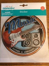 Music Guitars Amps Sign Wall Sticker 6.5x6.5 inch Peel &amp; Stick Decor Roc... - $18.83