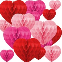 12Pcs Valentine&#39;s Day Honeycomb Balls Decorations 6 Inch Heart Honeycomb Centerp - £23.68 GBP