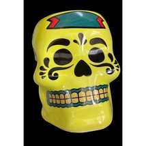 Sugar Skull Day of the Dead Ceramic Mug 4” tall Yellow Mi Campo Tequila  - $22.44