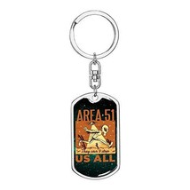 Area 51 Running Dog Tag Pendant Keychain Engraved 18k Gold - $59.35