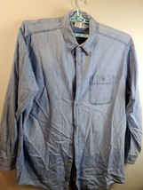 Wrangler Button Up Shirt Mens 3XT  Blue Denim 100% Cotton Long Sleeve Collared - £16.66 GBP