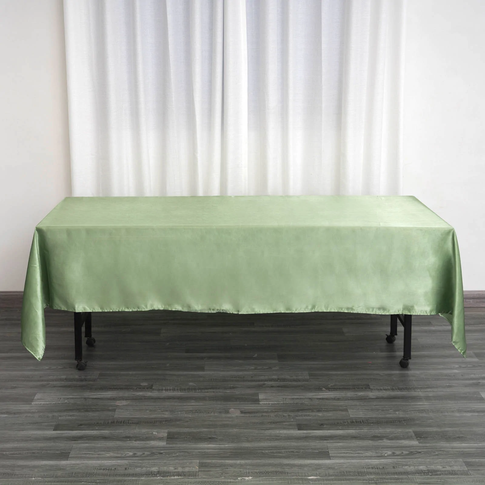 Sage Green - 60x102&quot; Rectangle Satin Tablecloth Table Linens Cover - £17.75 GBP