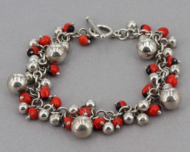 Unique Vintage 950 Fine Sterling Silver Beads &amp; Rosary Peas Cha-Cha Brac... - £23.68 GBP