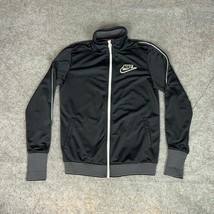 Nike Womens Jacket Medium Black White Air Logo Coat Sports Track Athleis... - $24.98