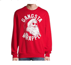 Men Santa Claus Gangsta Wrapper Red Christmas Fleece Sweatshirt 2XL or 3XL - £25.92 GBP