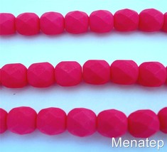 25 6mm Czech Glass Fire Polished Beads: Neon - Pink - £2.40 GBP