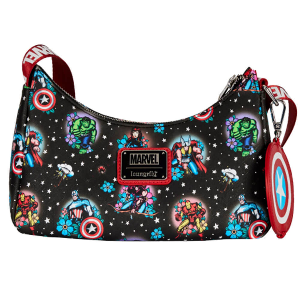 Marvel Comics Avengers Floral Tattoo Shoulder Bag - $93.83