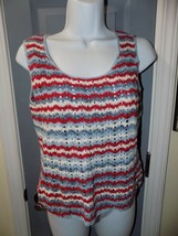 Evan Picone Red/White/Blue Knit Tank Sweater Size M Women&#39;s EUC - £17.12 GBP