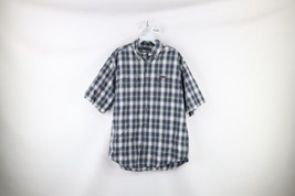 Vintage Carhartt Mens Medium Spell Out Double Pocket Button Shirt Plaid Cotton - $39.55